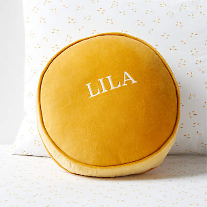 Harriet Round Savannah Yellow Velvet Kids Throw Pillow