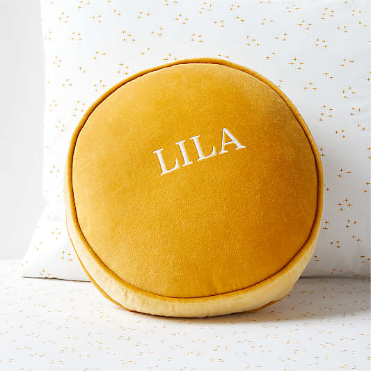 Harriet Round Savannah Yellow Velvet Kids Throw Pillow