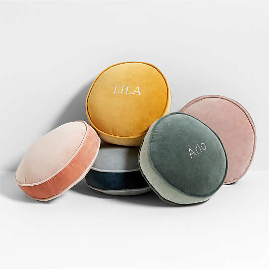 Harriet Round Rosy Mauve Velvet Kids Throw Pillow