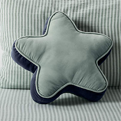 Harriet Verte Green Velvet Kids Star Shaped Throw Pillow