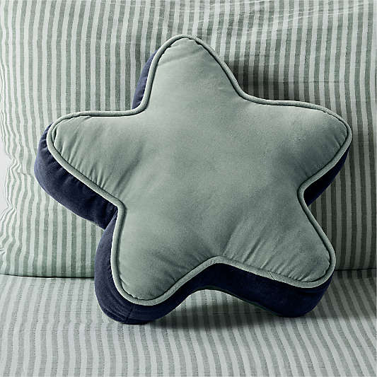 Harriet Verte Green Velvet Kids Star Shaped Throw Pillow