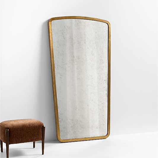 Harrington Brass Patina Metal Floor Mirror 75"x40"