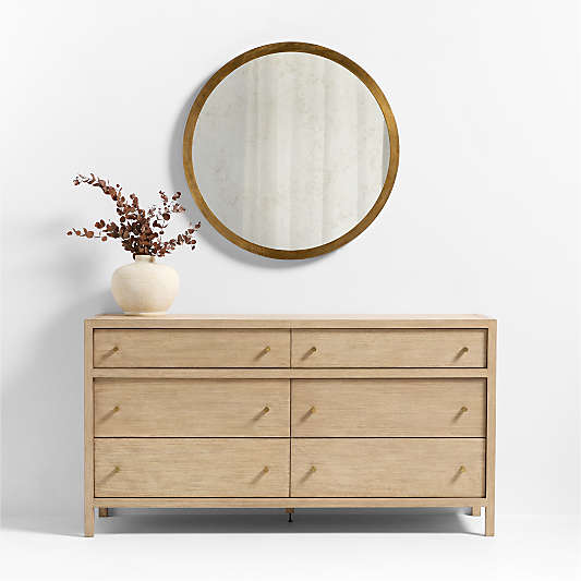 Harrington Brass Patina Round Metal Wall Mirror 36"