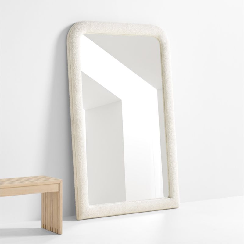 Harris White Boucle Rectangle Floor Mirror 46"x73" - image 0 of 4