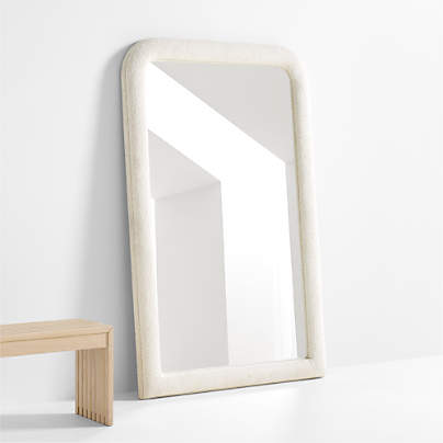 Harris White Boucle Rectangle Floor Mirror 46"x73"