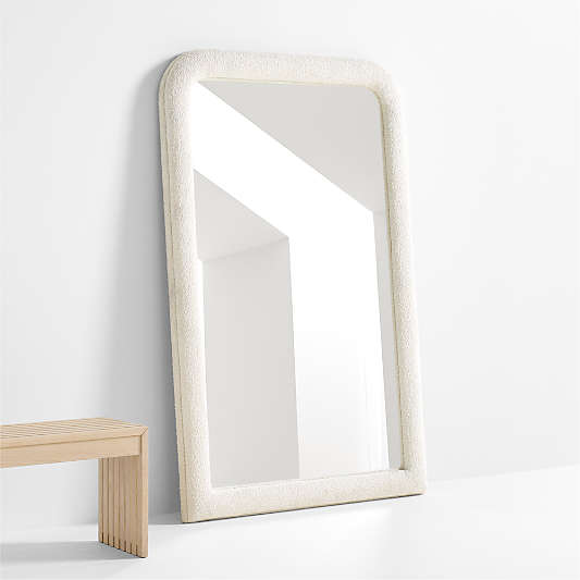 Harris White Boucle Rectangle Floor Mirror 46"x73"