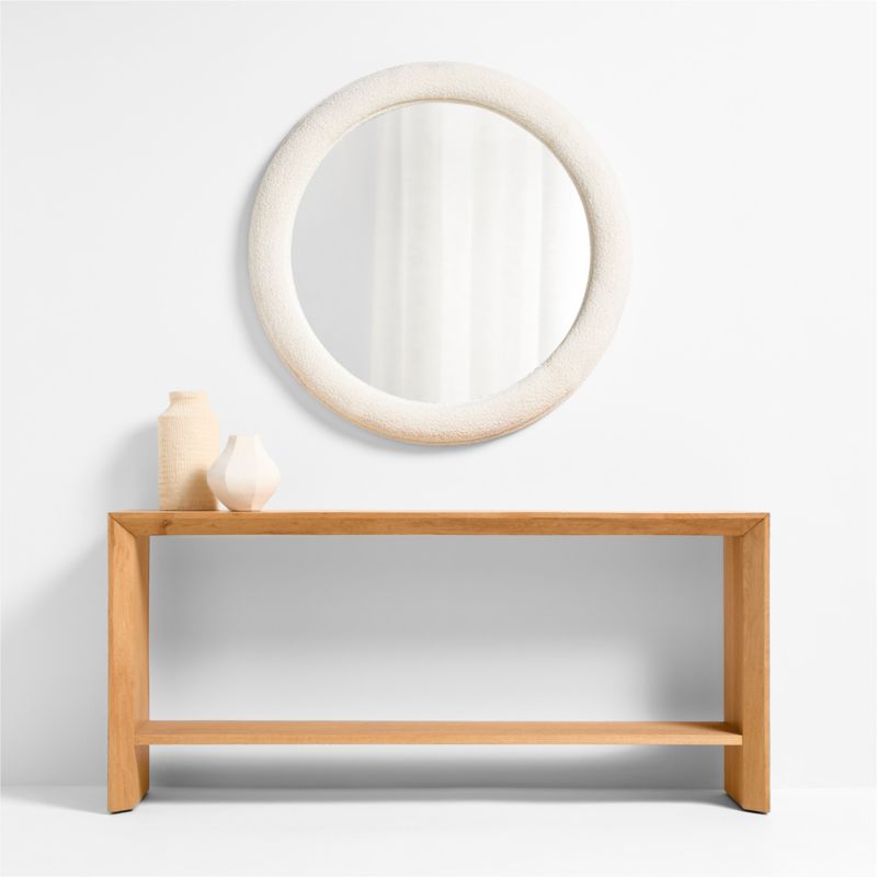 Harris White Boucle Round Wall Mirror 45" - image 5 of 7