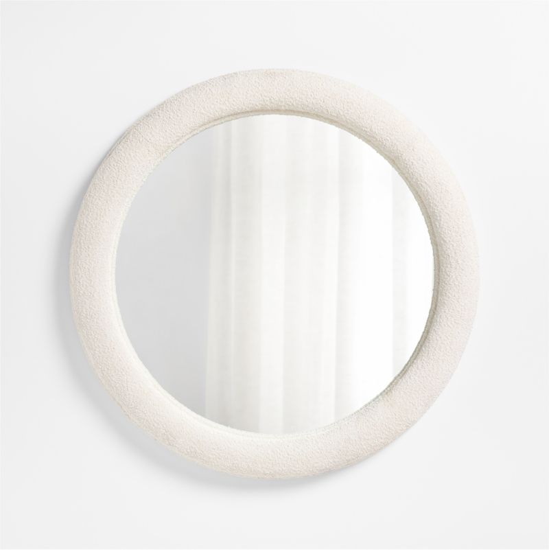 Harris White Boucle Round Wall Mirror 45" - image 0 of 7