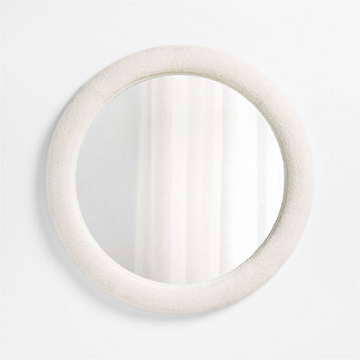 View Harris White Boucle Round Wall Mirror 45" details