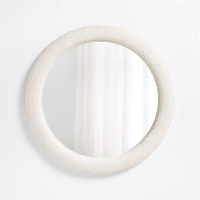 Harris White Boucle Round Wall Mirror 45"