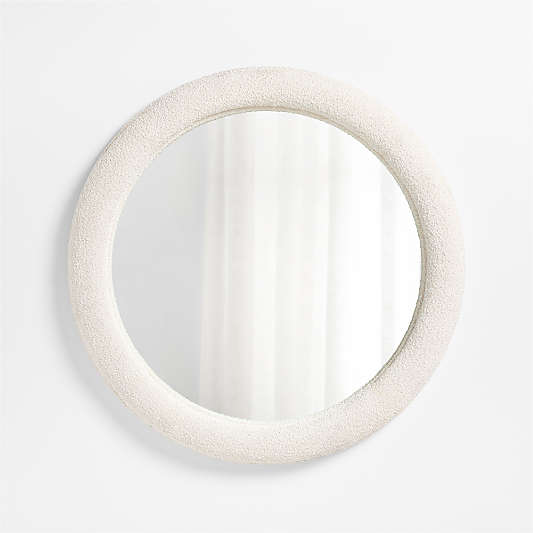 Harris White Boucle Round Wall Mirror 45"