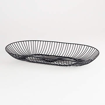 Cora Black Fruit Basket with Banana Hanger | Crate & Barrel