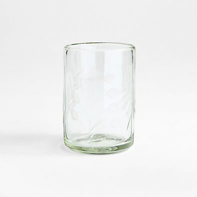 View Harvest Floral Recycled Green 8-Oz. Etched Glass details