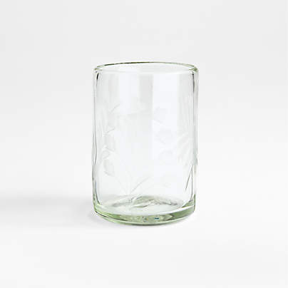 Harvest Floral Recycled Green 8-Oz. Etched Glass