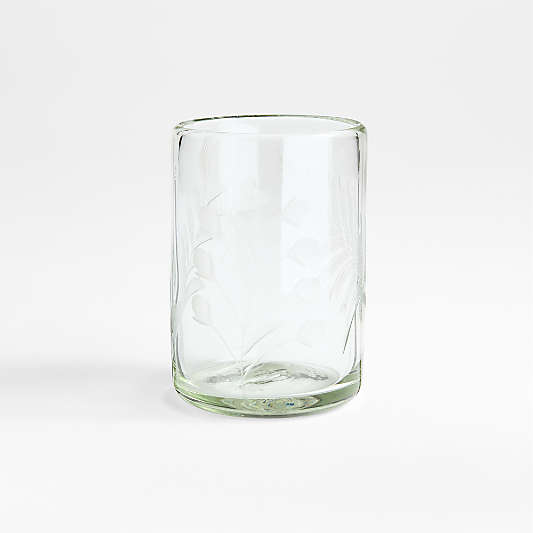 Harvest Floral Recycled Green 8-Oz. Etched Glass
