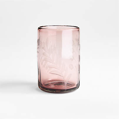 Harvest Floral Pink 8-Oz. Etched Glass