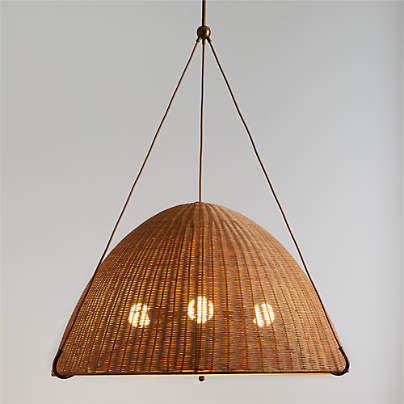 Harwich Large Woven Rattan Dome Pendant Light by Jake Arnold