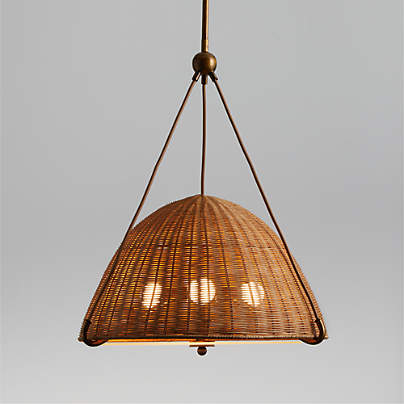 Harwich Medium Woven Rattan Dome Pendant Light by Jake Arnold