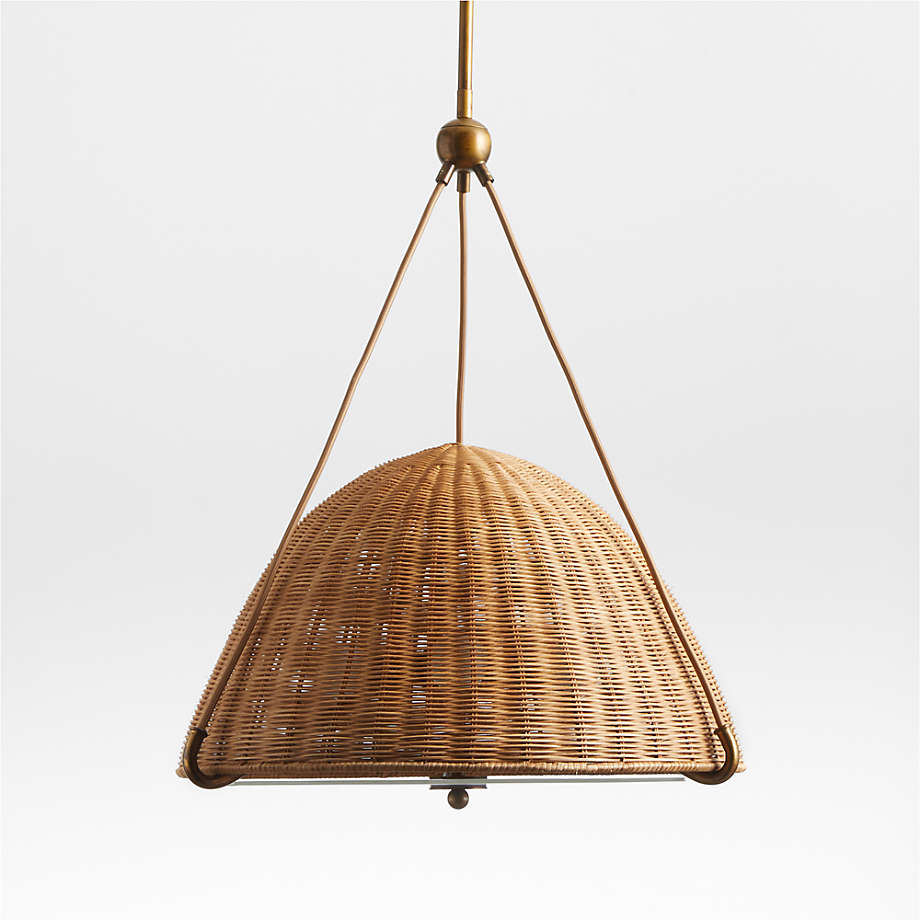 Harwich Medium Woven Rattan Dome Pendant Light By Jake Arnold Reviews Crate Barrel Canada