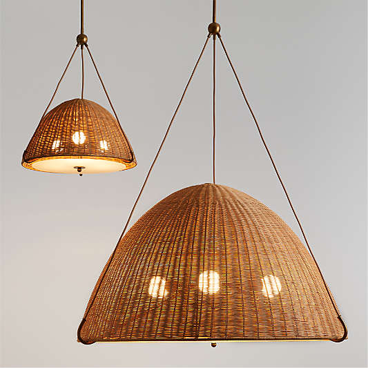 Harwich Woven Rattan Dome Pendant Lights by Jake Arnold