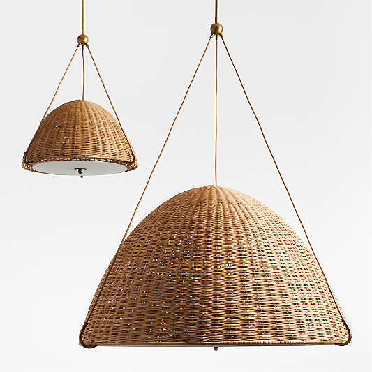 Harwich Woven Rattan Dome Pendant Lights by Jake Arnold
