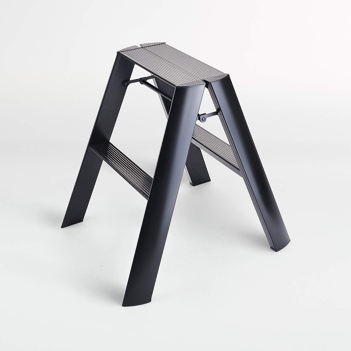 black folding step stool