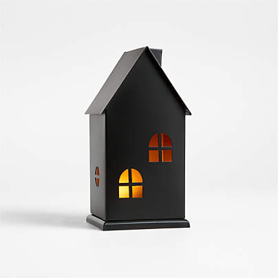 Medium Black Haunted House with LED Lights