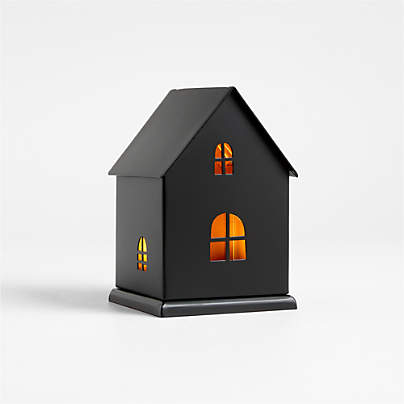 Small Black Haunted House with LED Lights