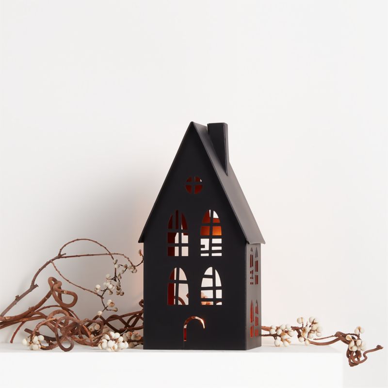 Medium Black Halloween Haunted House Sculpture - image 2 of 9