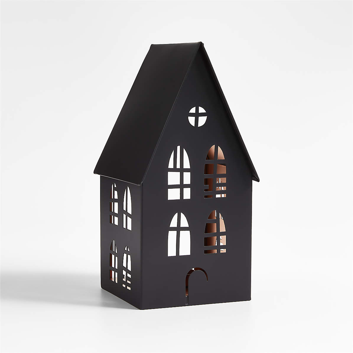 Black Votive or Tealight Candle Holder Metallic Haunted House Halloween NEW 