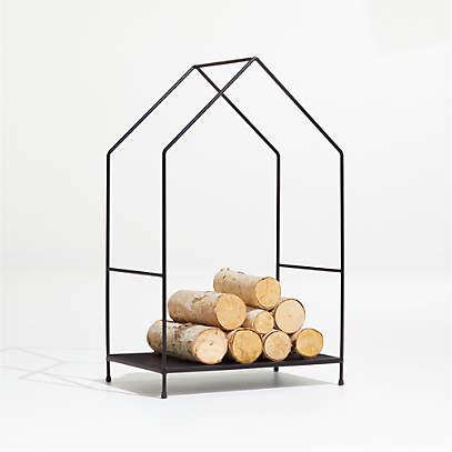 House shaped outlet metal log holder