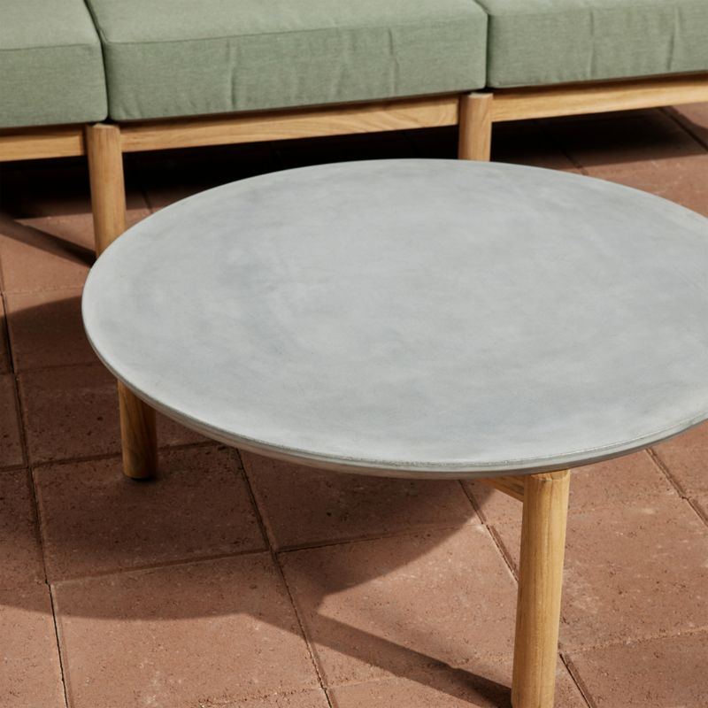 Neighbor ™ Haven Round Concrete and Teak Wood Outdoor Coffee Table - image 4 of 8