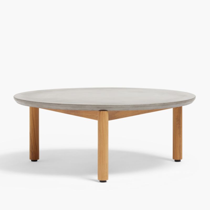 Neighbor ™ Haven Round Concrete and Teak Wood Outdoor Coffee Table - image 0 of 8