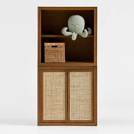 Hawes 32" Modular Hazlenut Oak Wood Kids Open Bookcase with Door by Jake Arnold