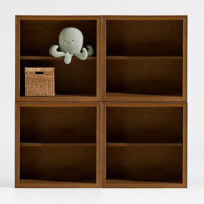 Hawes Set of 4 Modular Hazlenut Oak Wood Open Kids Bookcases by Jake Arnold