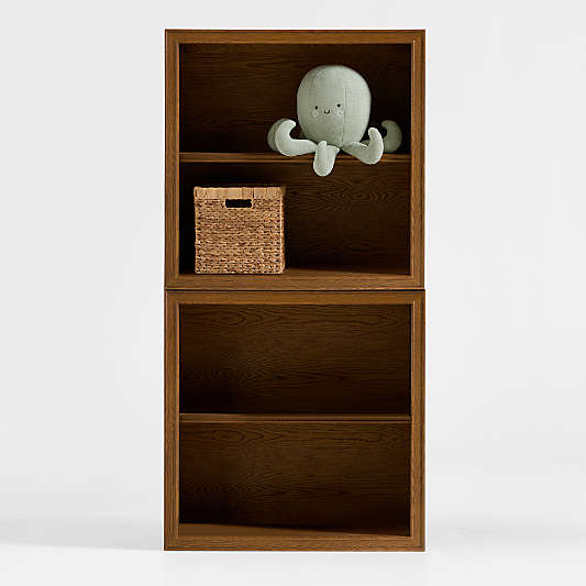 Hawes 32" Set of 2 Modular Hazlenut Oak Wood Open Kids Bookcases by Jake Arnold
