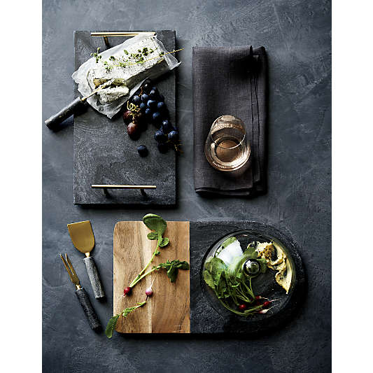 Hayes Marble and Wood Serving Board with Glass Dome