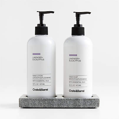 Lavender + Eucalyptus Hand Soap and Lotion Set with Hayes Caddy