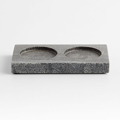 View Hayes 2-Slot Black Marble Soap Tray details