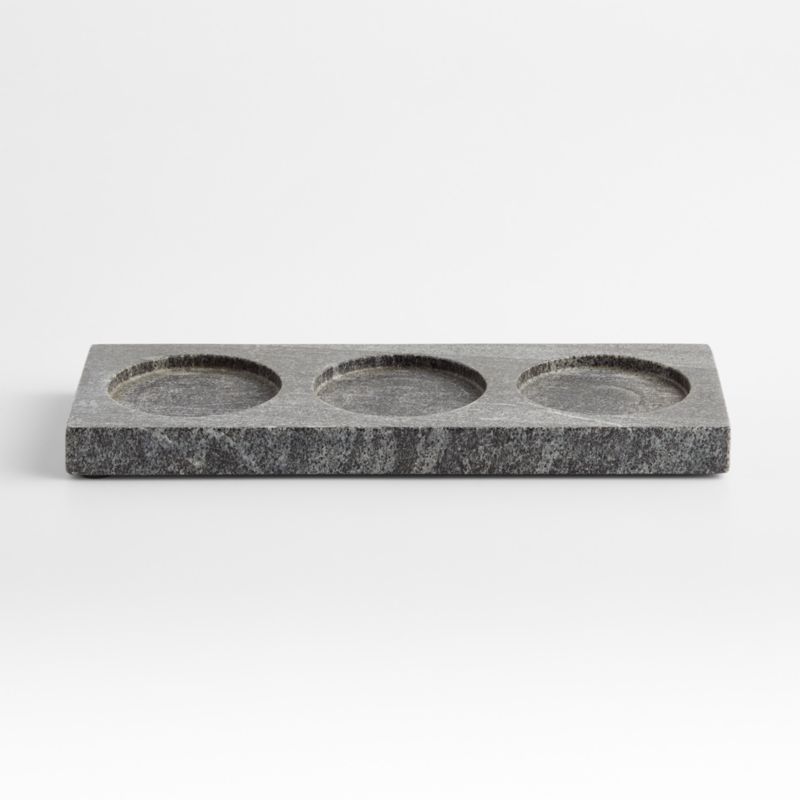 Hayes 3-Slot Black Marble Soap Tray - image 0 of 3