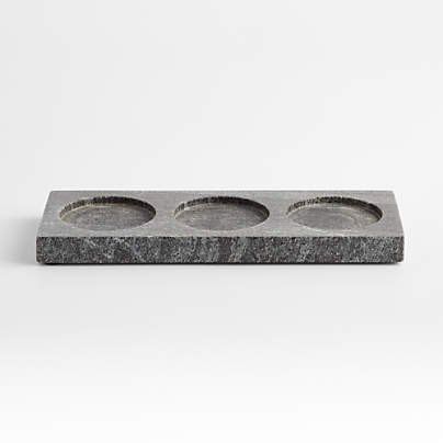 Hayes 3-Slot Black Marble Soap Tray