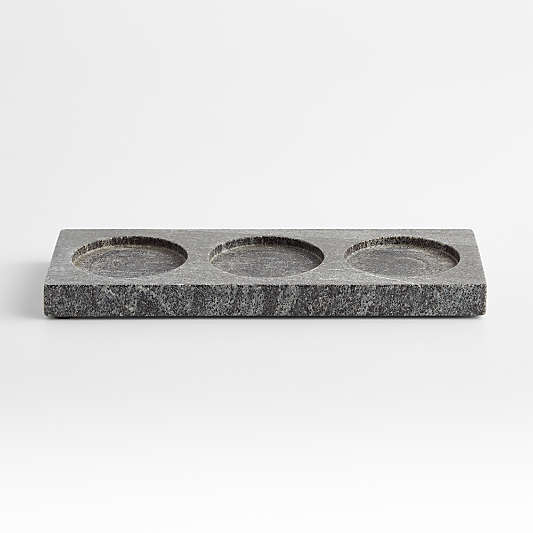 Hayes 3-Slot Black Marble Soap Tray