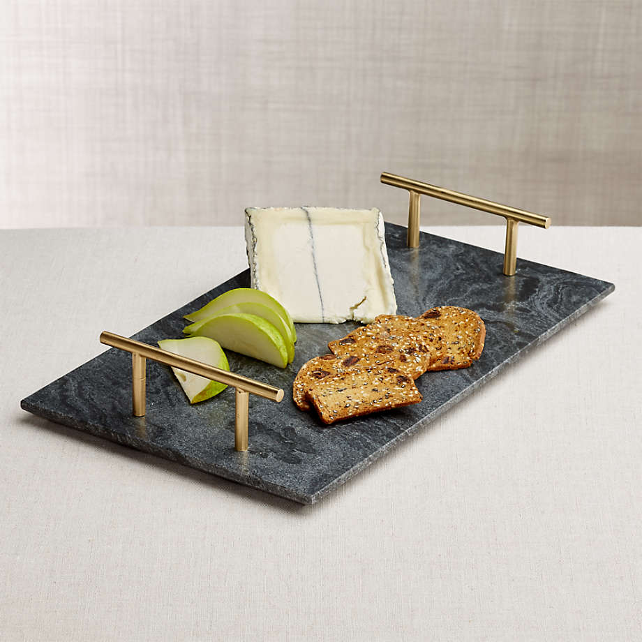 Hayes Marble Serving Board Cheese Board Platter with Handles + Reviews ...