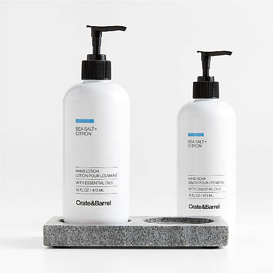 Sea Salt + Citron Hand Soap and Lotion Set with Hayes Caddy