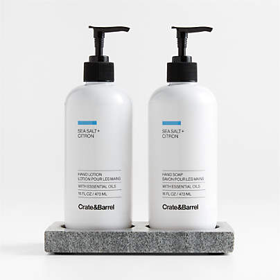 Sea Salt + Citron Hand Soap and Lotion Set with Hayes Caddy