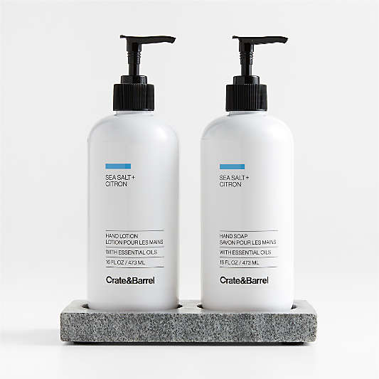 Sea Salt + Citron Hand Soap and Lotion Set with Hayes Caddy