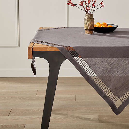 Hazel 50" Square Graphite Linen Table Throw