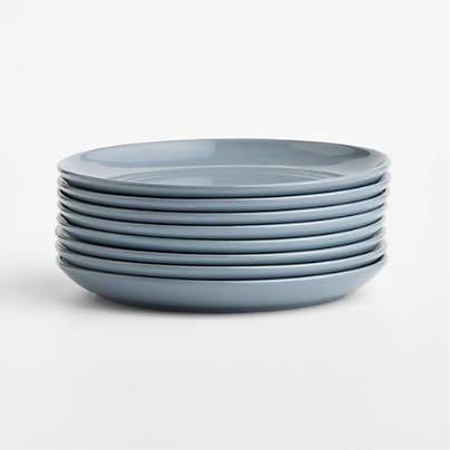 Hudson Mist Blue Stoneware Salad Plates, Set of 8