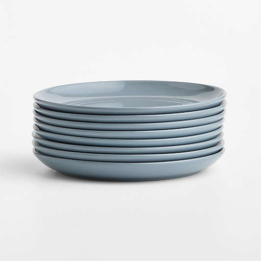 Hudson Mist Blue Stoneware Salad Plates, Set of 8
