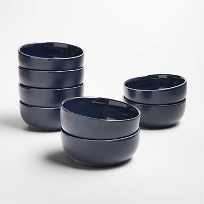 Hudson Navy Blue Stoneware Cereal Bowls, Set of 8